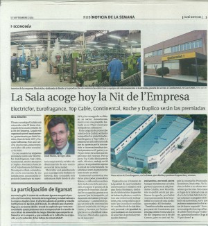 Electricfor recibió el galardón a trayectoria histórica y arraigo en la ciudad, de parte del ayuntamiento de Rubí, en la IV Noche de la Empresa de Rubí